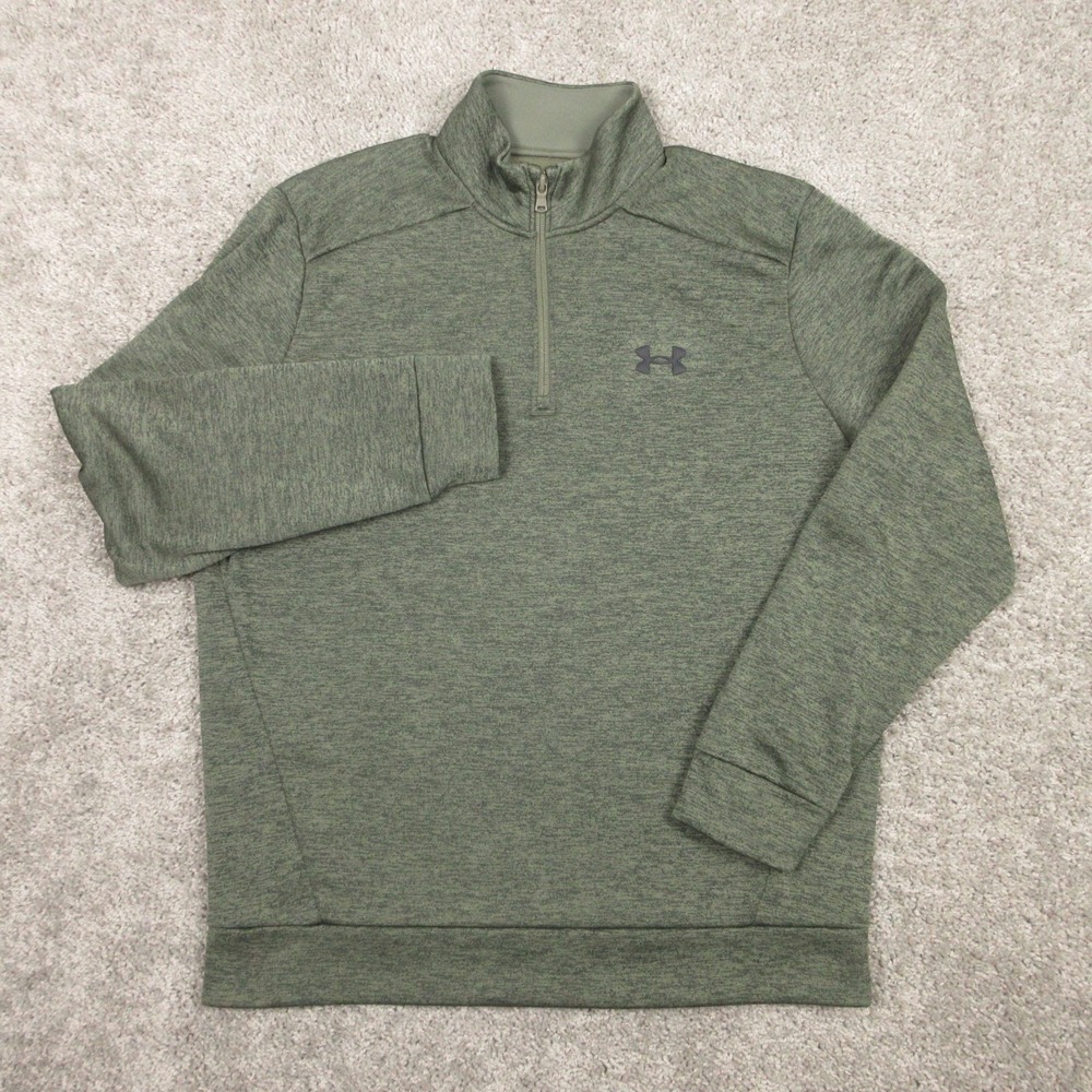 Under Armour Sweater Mens Large Green Fleece Golf Logo Quarter Zip Pullover